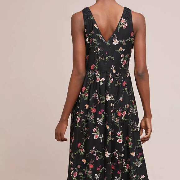 ANTHROPOLOGIE NWT Maeve "Lola" Embroidered Floral Midi Dress - Small - Picture 3 of 6